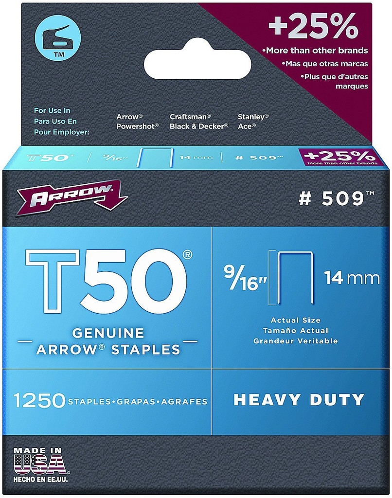 Arrow T50 Staples (Box 1250)