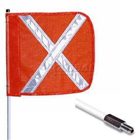 [7534] Safety Warning Whip W/Orange Flag and White Reflexite X (3 Feet)