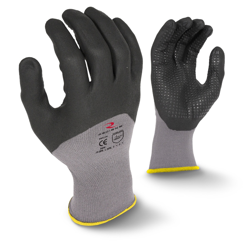 [4412] Radians Foam Dipped Dotted Nitrile Glove, (Dozen) (medium)