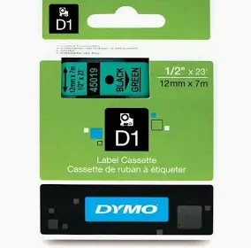 Dymo D1 Cartridge Black On Grn