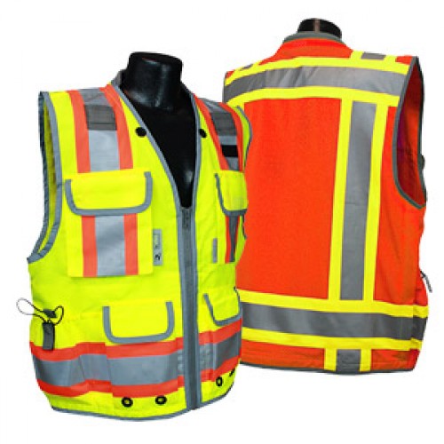 [3010 - SHVG] Radians Heavy Duty Two Tone Engineer Safety Vest (Small, High Visibility Green)