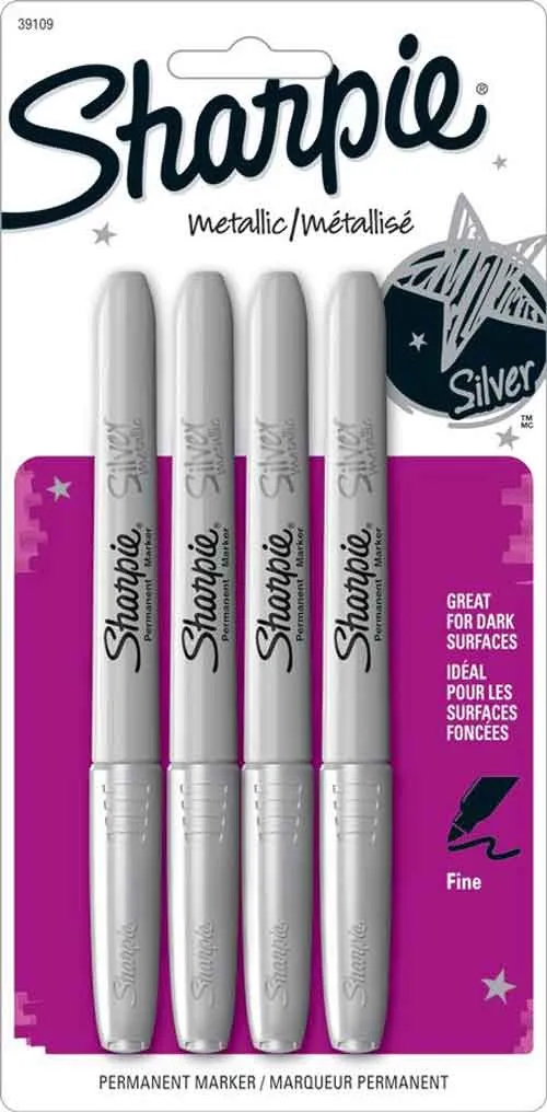 Sharpie Metallic Permanent Markers, Fine Point, Silver
