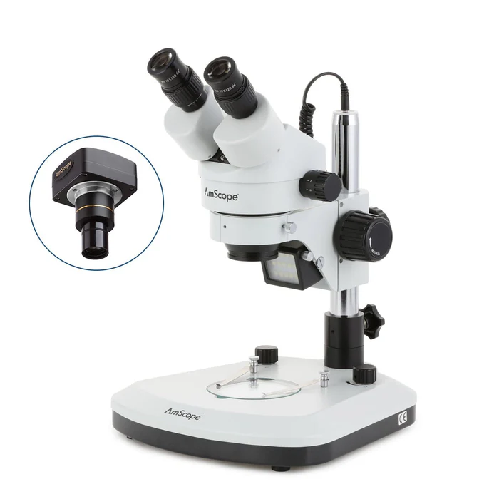 LED Binocular Stereo Zoom Microscope 7X-45X